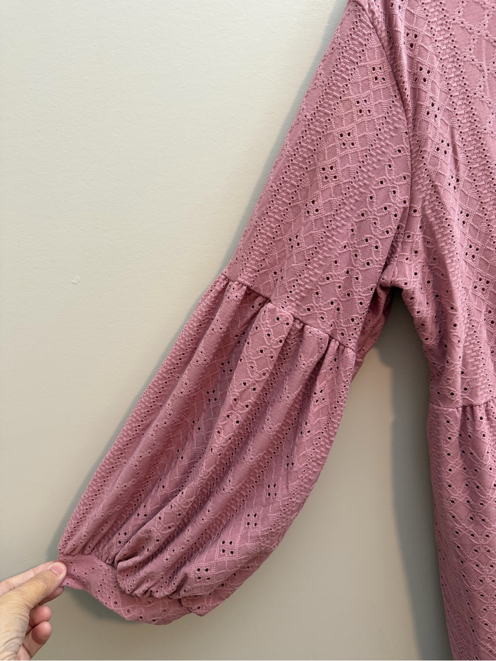 Vibe Dusty Rose Eyelet Babydoll dress - Picture 4 of 5